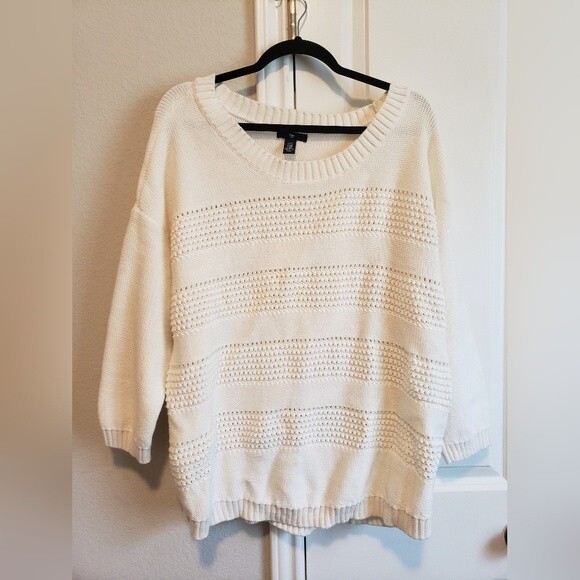 GAP Off-White Knit Crochet Pattern Sweater Size XXL - Picture 1 of 11